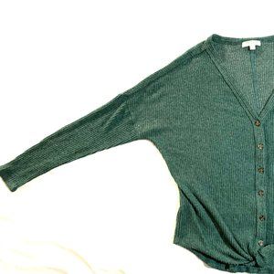 Ultra Flirt - Forest green front tie long sleeve